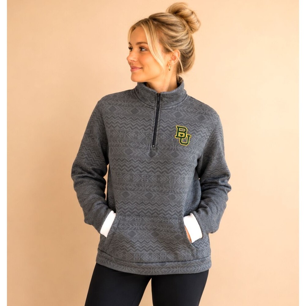 GameDay Couture Baylor University Womens Gray Quarter Zip Pullover Size Small BU